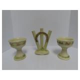 (3)Antique Weller pottery. Bud vase, compotes.