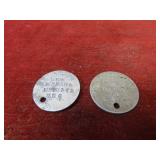 (2)WWI era army military dog tags.