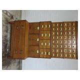 65 drawer Oak Stacking Globe file cabinet.
