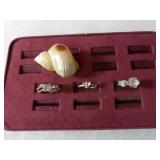 (4)jewelry rings, shell ring