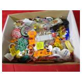 Box of assorted keychains.