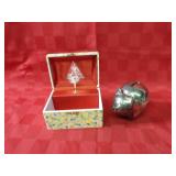 Metal piggy bank, Ballerina jewelry box.