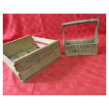 Vintage fruit crate, wood tool tote.