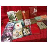 Yearbook, assorted vintage books.