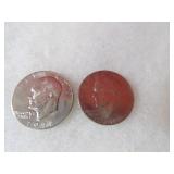 (2)1978, 1976 Eisenhower Ike dollars US coins.