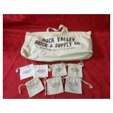 Rock Valley Brick & supply co bag, coin bags.'