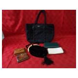 Nike bag, leather pouches, wallets.