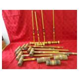 Vintage wood croquet mallets.
