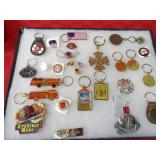 Showcase of collectibles. Fireman related.