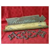 Barn wood Reception sign, box, cast decor.