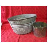 Galvanized wash tub, bucket.