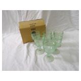 (6)Green tiara glass goblets.