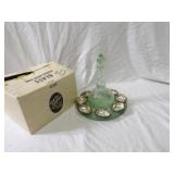 Green tiara glass decanter