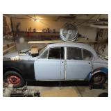 1961 Jaguar rolling car, 3 engines, trim, parts.
