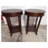 Pair oval side tables w/drawers.