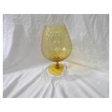 Art glass amber brandy snifter, bells.