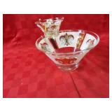 Mid century chip & dip glass bowl set.