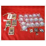 Cooperstown pins, disneyland tags, misc.