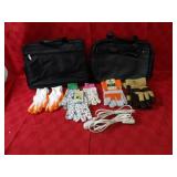 Gloves, computer bags, extension cords