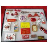 Showcase of collectibles. Fireman related.