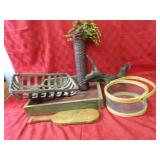 Wood paddle, basket, strainer, decor.