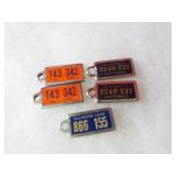 (5)Illinois license plate keychains. Vintage