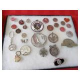 Showcase of collectibles. Keychains & tokens