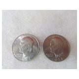 (2)1971 Eisenhower Ike dollars US coins.