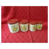 (4)Vintage metal kitchen canisters.