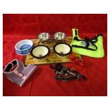 Dog related items. dishes, collars, misc.
