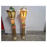Pair Blow Mold Christmas lamp posts