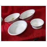 (4)vintage enamel wash basin bowls.