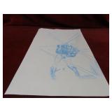 Blue pencil comic book drawing.