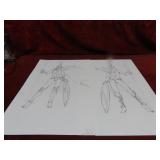 (2)Signed warrior pencil drawings. ZES 2012?