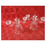 Pair American Fostoria bell candle holders.