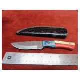 Handmade forged Damascus fixed blade knife
