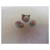 Hand painted ring & earring set.