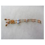 Tangerine & Blue flapper necklace.