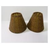 Pair glass beaded lamp shades.
