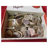 Collection of advertising wooden nickels.