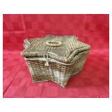 Antique star German sewing wicker basket.