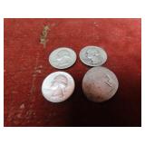 (4)Pre 1964 90% silver Washington Quarters.