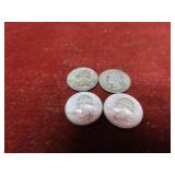 (4)Pre 1964 90% silver Washington Quarters.