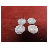 (4)Pre 1964 90% silver Washington Quarters.
