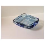 MCM light blue glass ashtray