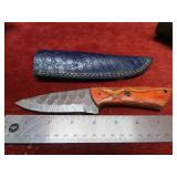 Handmade forged Damascus fixed blade knife
