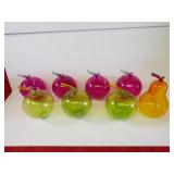 (8)Hand blown glass fruit ornaments