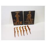 Vintage Black Americana plaques, swizzle sticks