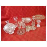 Clear crystal & glass lot. Cake pedestal plate.
