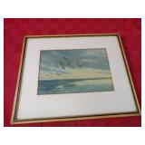 Framed waterfowl print. Vintage